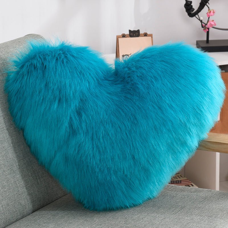 Throw Pillows Heart Shape Long Plush Fluffy Shaggy Cushion Cover Sofa Cushions Decorative Pillow Covers Pillowcase White - MOOAZAA