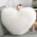 Throw Pillows Heart Shape Long Plush Fluffy Shaggy Cushion Cover Sofa Cushions Decorative Pillow Covers Pillowcase White - MOOAZAA