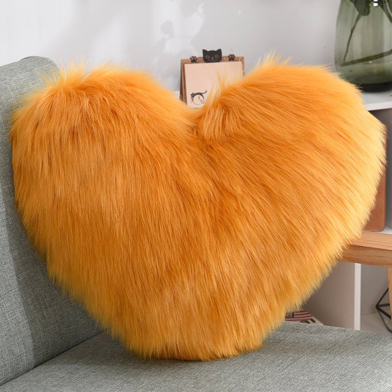 Throw Pillows Heart Shape Long Plush Fluffy Shaggy Cushion Cover Sofa Cushions Decorative Pillow Covers Pillowcase White - MOOAZAA