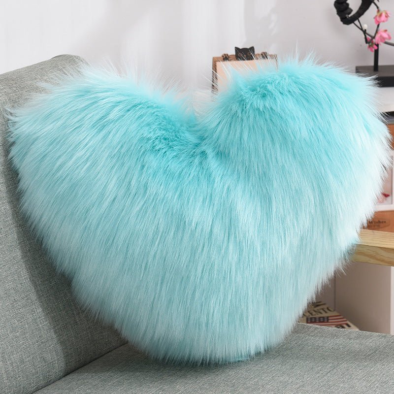 Throw Pillows Heart Shape Long Plush Fluffy Shaggy Cushion Cover Sofa Cushions Decorative Pillow Covers Pillowcase White - MOOAZAA