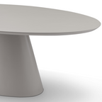 Round gray table on a white background