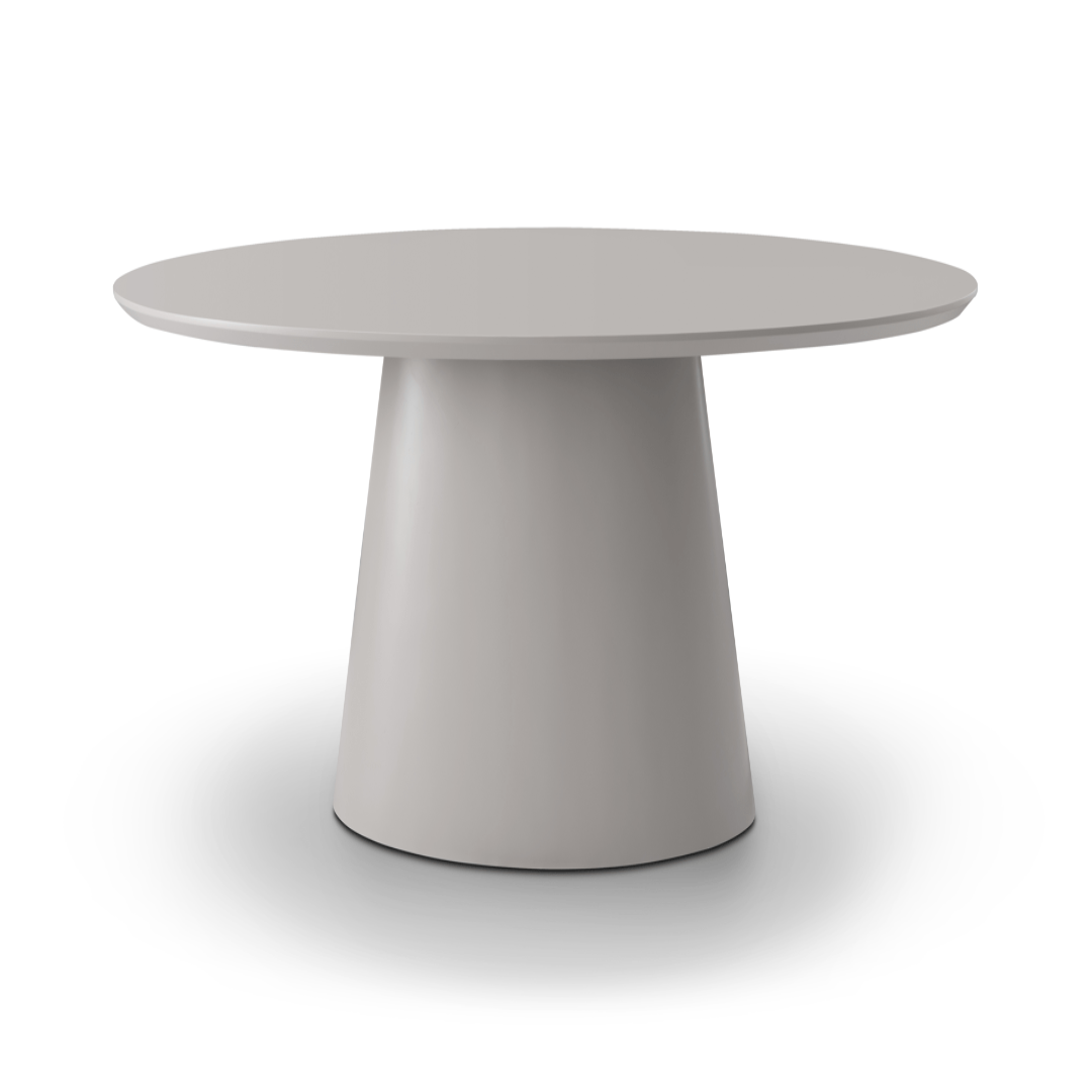 Round white table on a white background