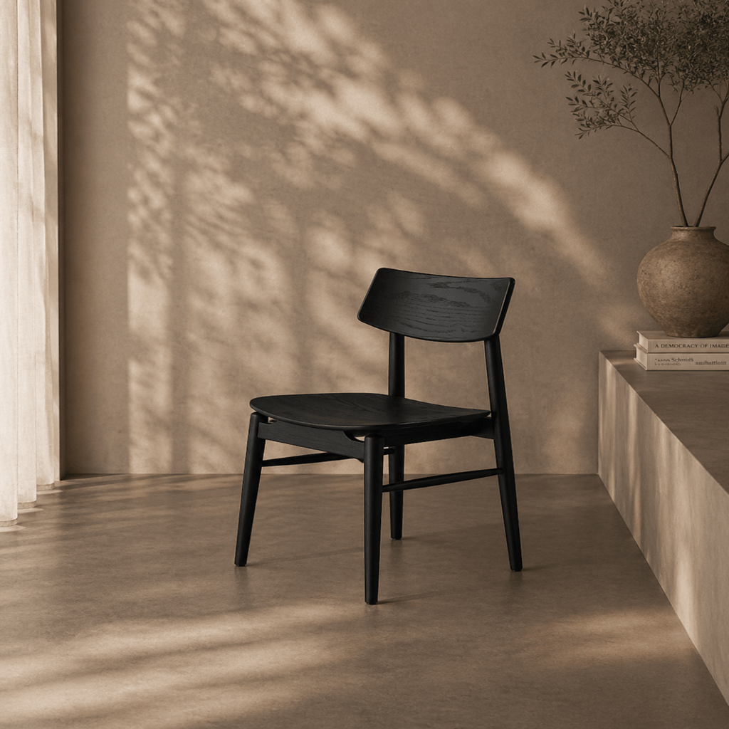 Mono Solid Oak Dining Chair - Matte Black - OUTLET | Mooazaa