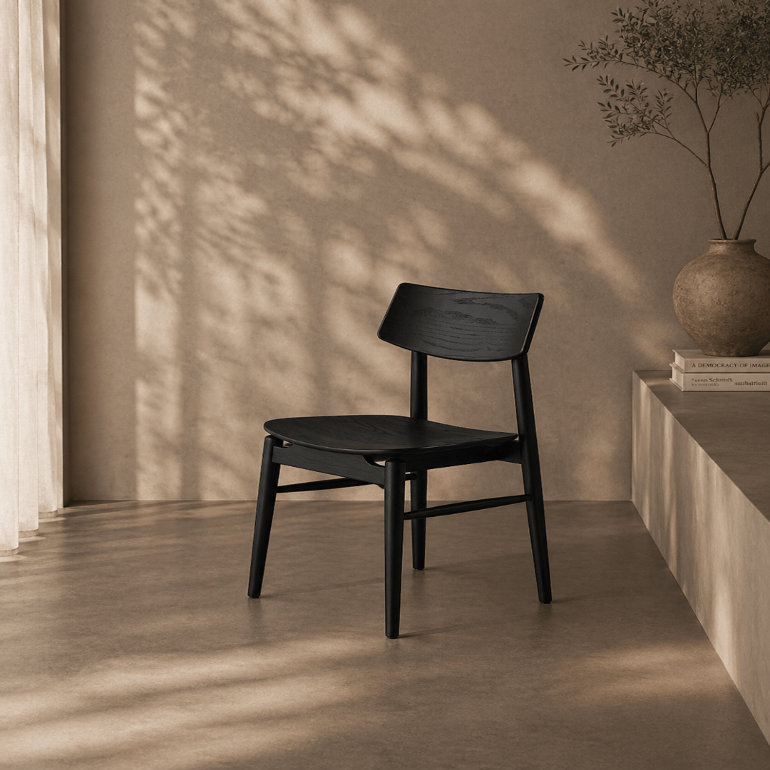 Mono Solid Oak Dining Chair - Matte Black - OUTLET | Mooazaa