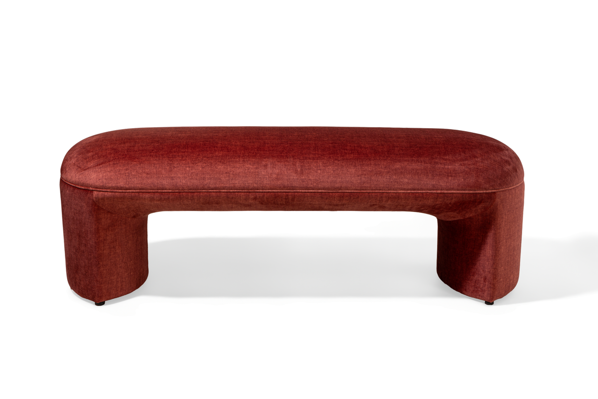 Red velvet bench on a white background