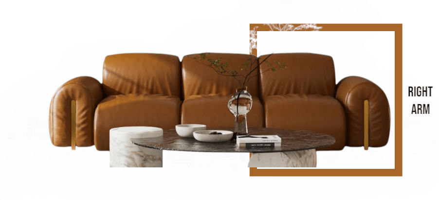 TREVISO Modern Contemporary Leather Three-Seater Sofa with Removable Armrests - MOOAZAA 