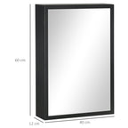 kleankin Bathroom Cabinet with Mirror, Wall Mounted Bathroom Mirror Cabinet with Storage Shelves, 40 x 12 x 60 cm, Black
