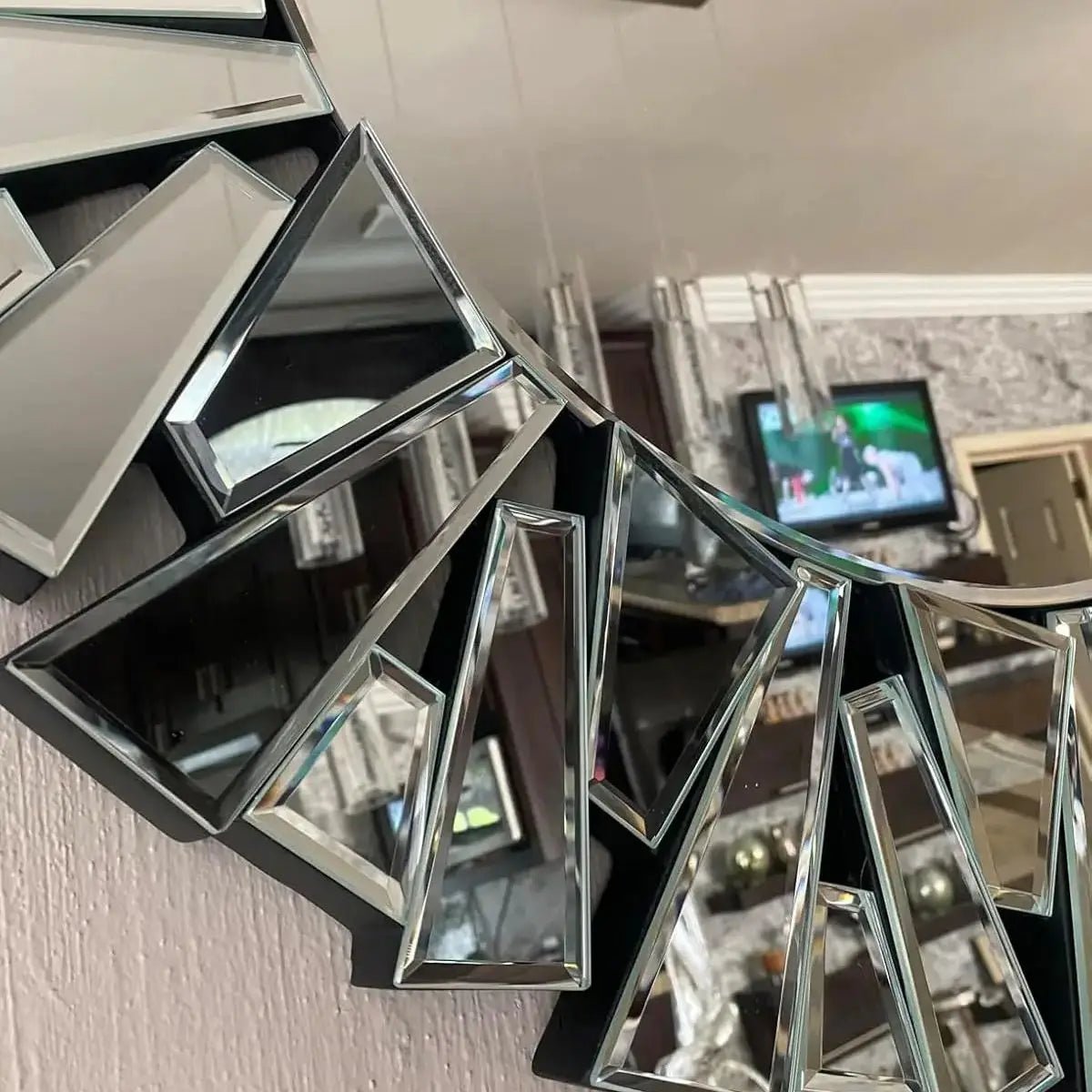 Unique Sunburst Decorative Wall Mirror Round 800MM Silver Beveled Glass Accent Mirrors Bathroom - MOOAZAA