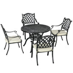 Premium Cast Aluminium Outdoor Dining Set | 4 Seater with Cushions & Umbrella Hole