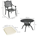 Premium Cast Aluminium Outdoor Dining Set | 4 Seater with Cushions & Umbrella Hole