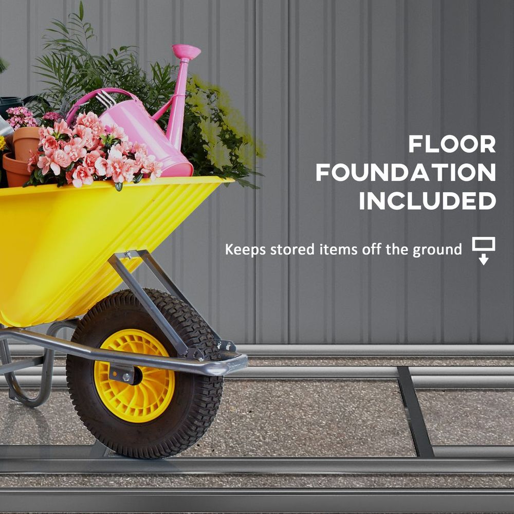 Outsunny Garden Shed: 5x7FT Metal Tool Shed w/ Waterproof Roof & Ventilating Windows