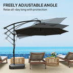 Outsunny Garden Cantilever Parasol with Cover Weighted Base Wind Strap Grey