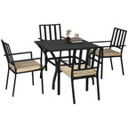 Outsunny Garden Dining Set: 4 Stackable Chairs, Metal Table. High-Quality, Stylish & Space-Saving Design!