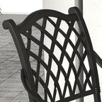 Outsunny 7-PC Cast Aluminium Patio Dining Set w/ Umbrella Hole & Cushion, Black