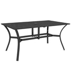 Outsunny Garden Dining Table with Steel Frame and Slatted Top for Balcony Black
