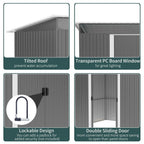 Premium Quality Outsunny Garden Shed - Tool Organizer w/ Double Sliding Door - Durable & Spacious Outdoor Storage - Grey