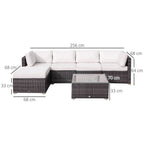 Outdoor furniture set with dimensions labeled on a white background