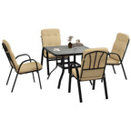 Outsunny Garden Dining Set, Glass Table, Umbrella Hole, Texteline Seats