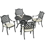Premium Cast Aluminium Outdoor Dining Set | 4 Seater with Cushions & Umbrella Hole