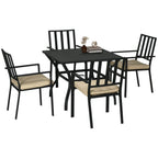 Outsunny Garden Dining Set: 4 Stackable Chairs, Metal Table. High-Quality, Stylish & Space-Saving Design!
