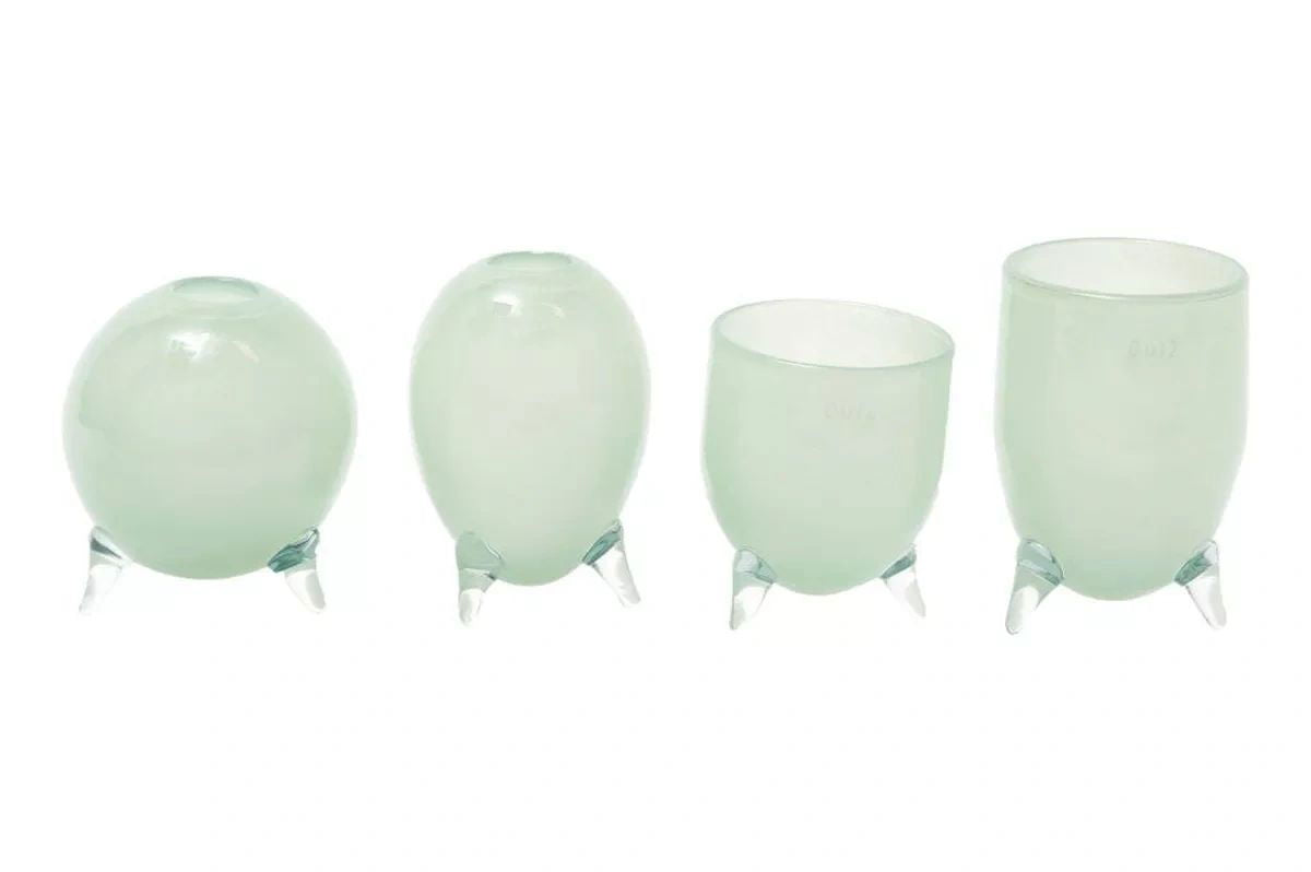 EVITA Mouthblown Glass Vases with Feet - Set of 4pcs - in Multiple Colours