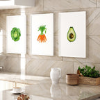 Kitchen Art Work – Set of 3 Framed Vegetable Prints