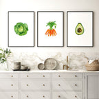 Kitchen Art Work – Set of 3 Framed Vegetable Prints