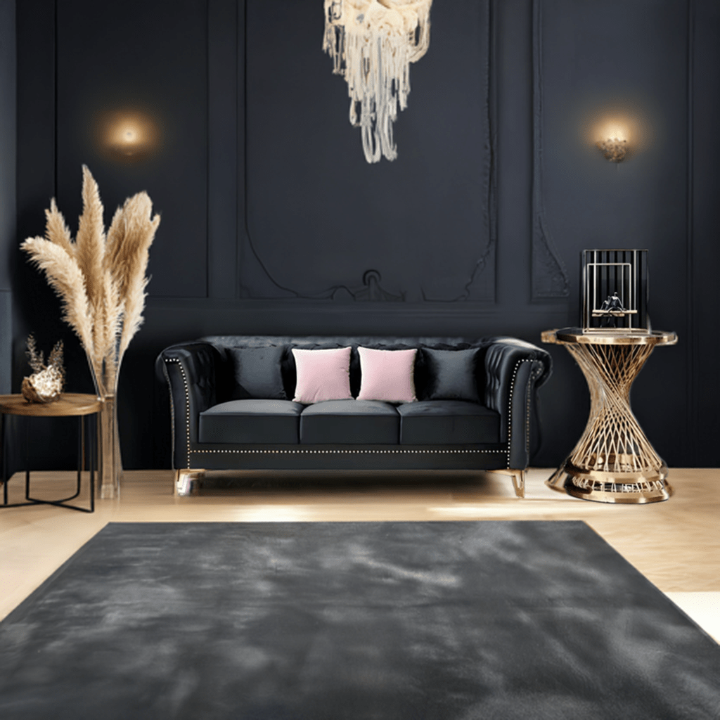 Venice Sofa Sets in Luxury Black Velvet - MOOAZAA 