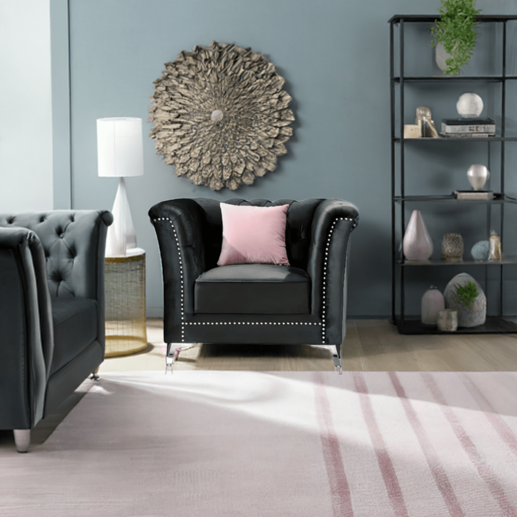 Venice Sofa Sets in Luxury Black Velvet - MOOAZAA 
