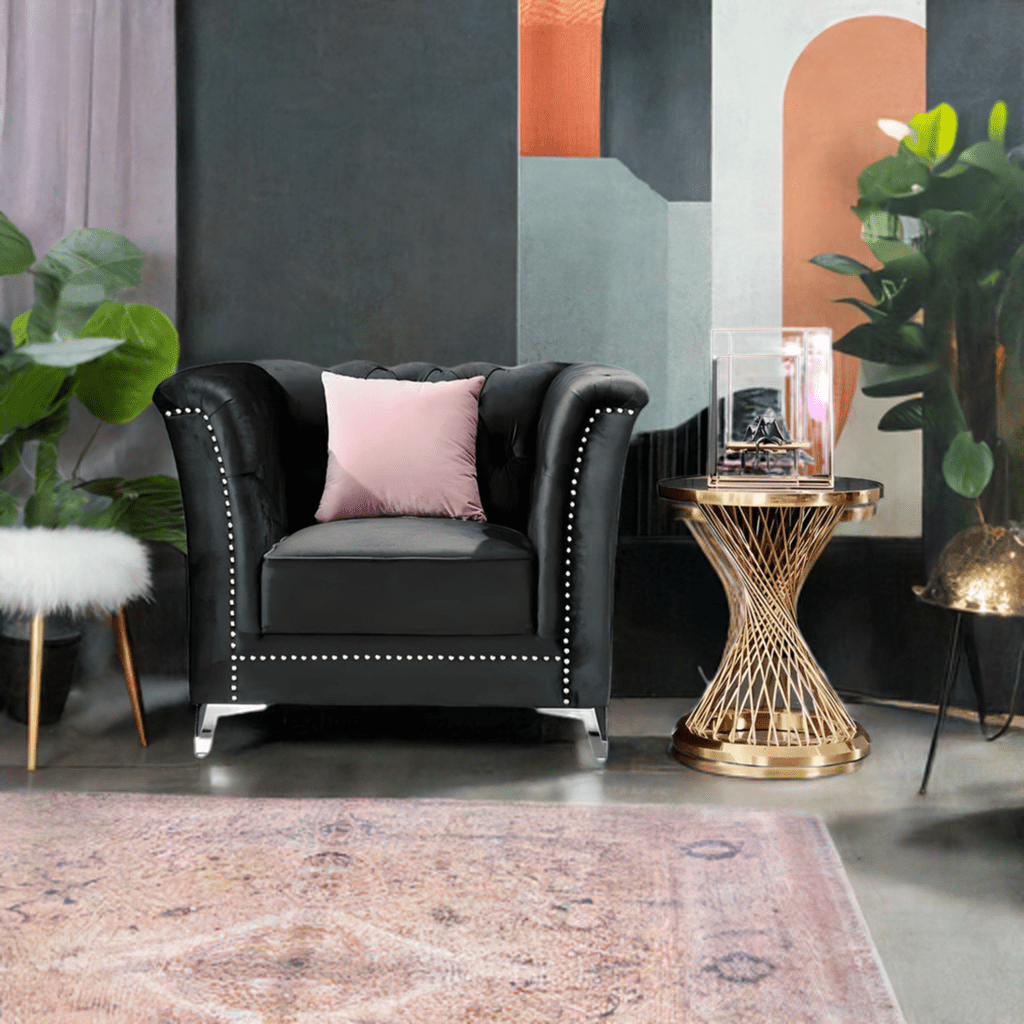 Venice Sofa Sets in Luxury Black Velvet - MOOAZAA 