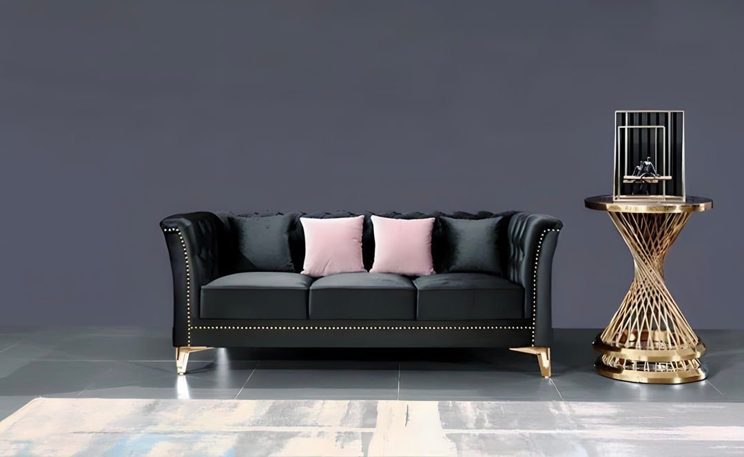 Venice Sofa Sets in Luxury Black Velvet - MOOAZAA 