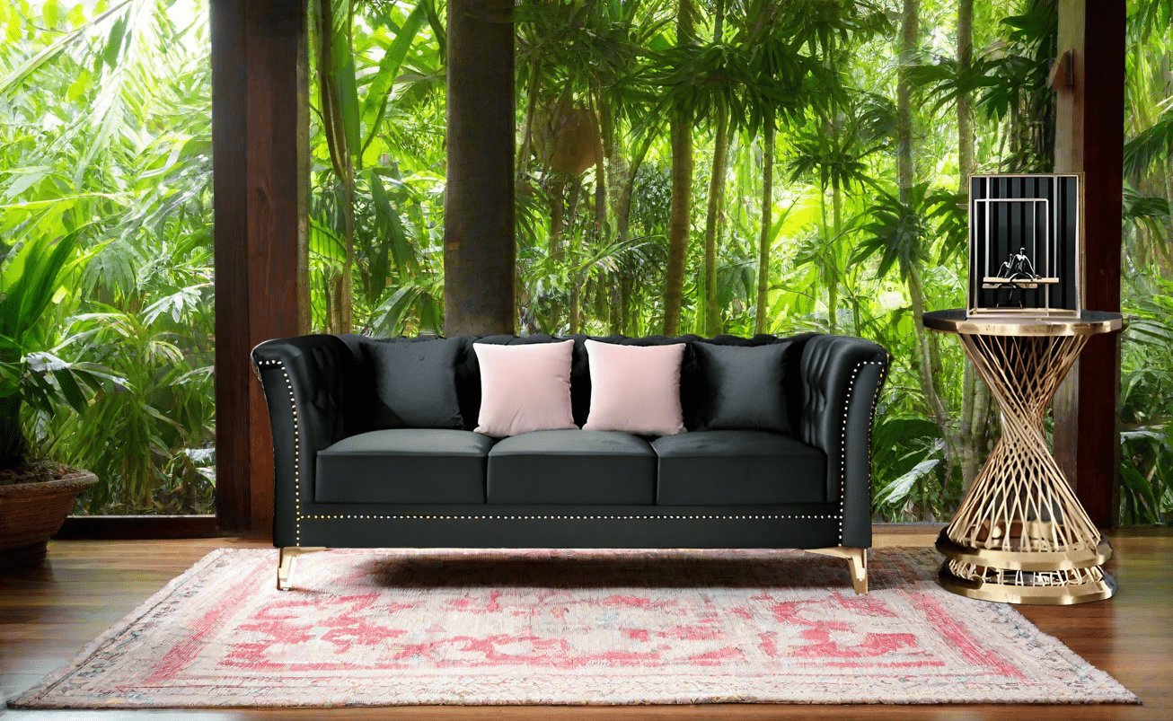 Venice Sofa Sets in Luxury Black Velvet - MOOAZAA 