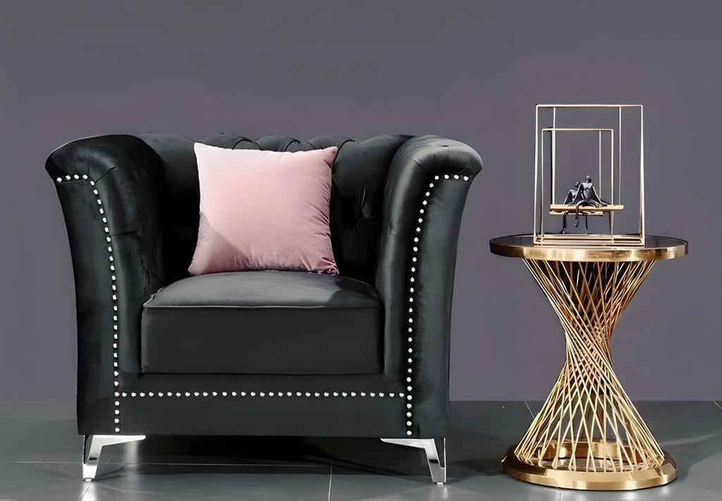 Venice Sofa Sets in Luxury Black Velvet - MOOAZAA 