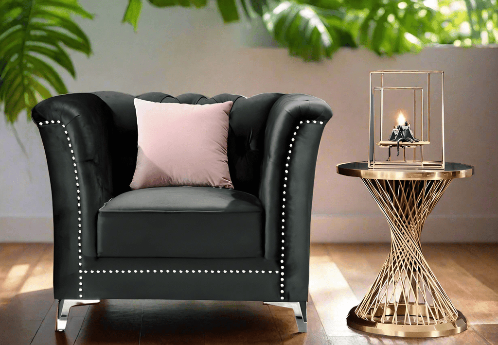 Venice Sofa Sets in Luxury Black Velvet - MOOAZAA 