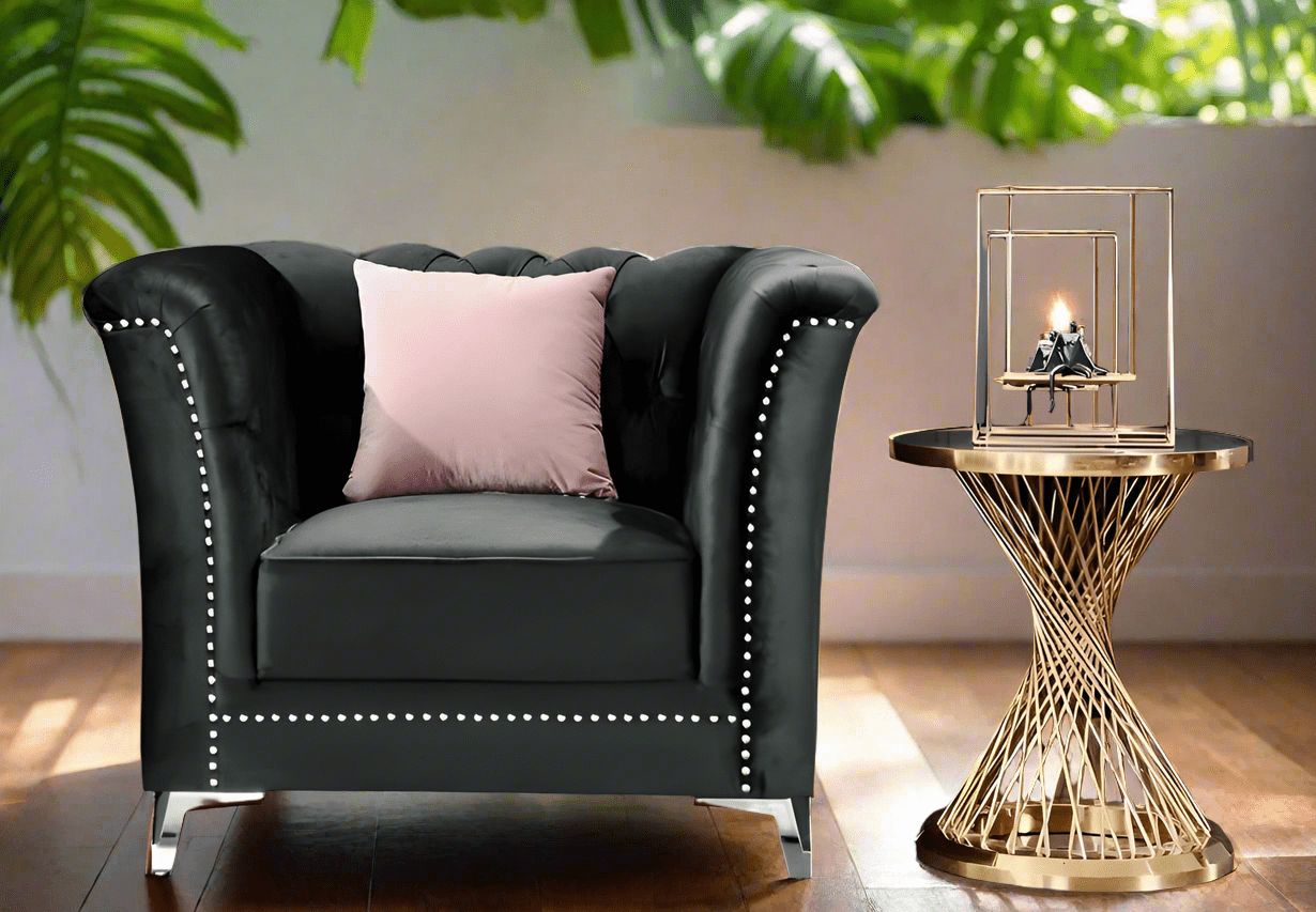 Venice Sofa Sets in Luxury Black Velvet - MOOAZAA 