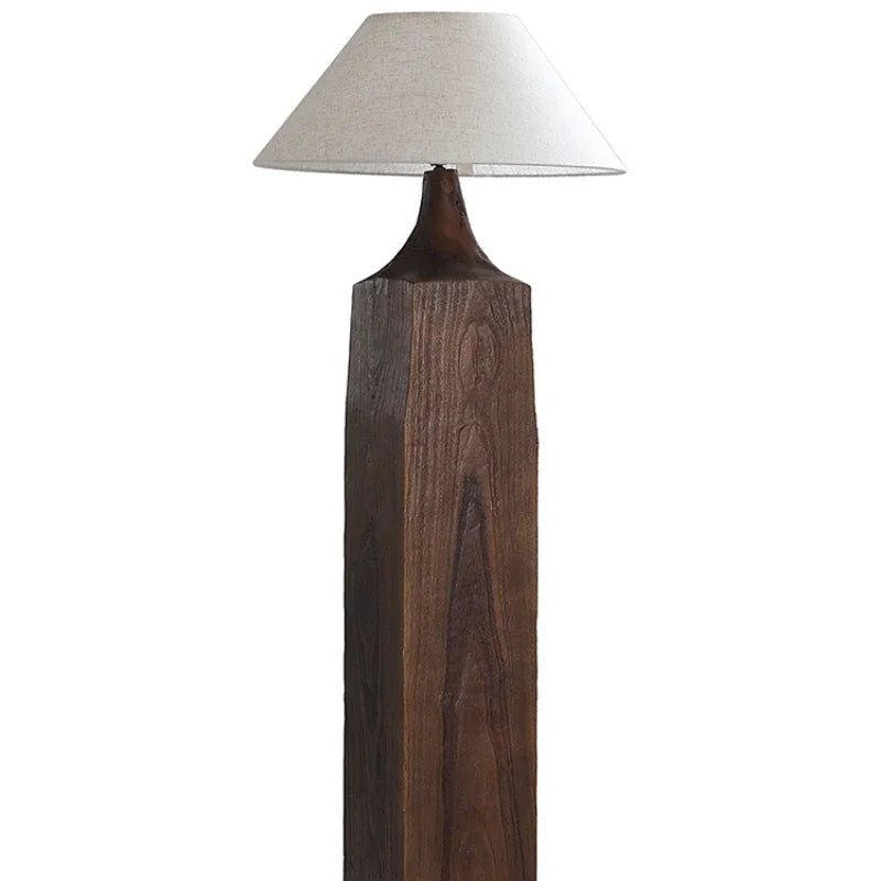 Vintage Distressed Solid Wood Floor Lamp – Retro Rustic Standing Light - MOOAZAA