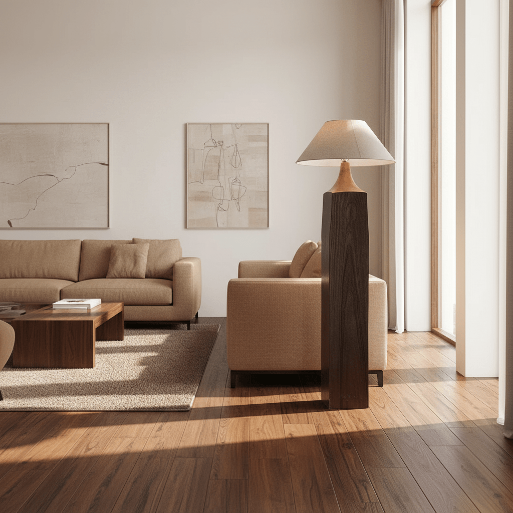 Vintage Distressed Solid Wood Floor Lamp – Retro Rustic Standing Light - MOOAZAA