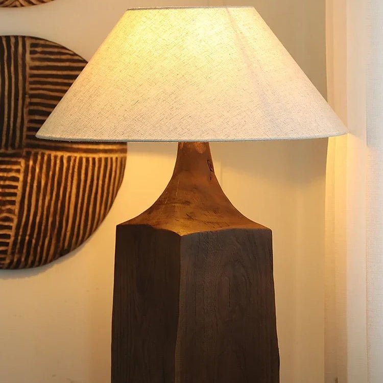 Vintage Distressed Solid Wood Floor Lamp – Retro Rustic Standing Light - MOOAZAA