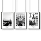 Paris Poster Vintage Set of 3 | Framed Wall Art Prints