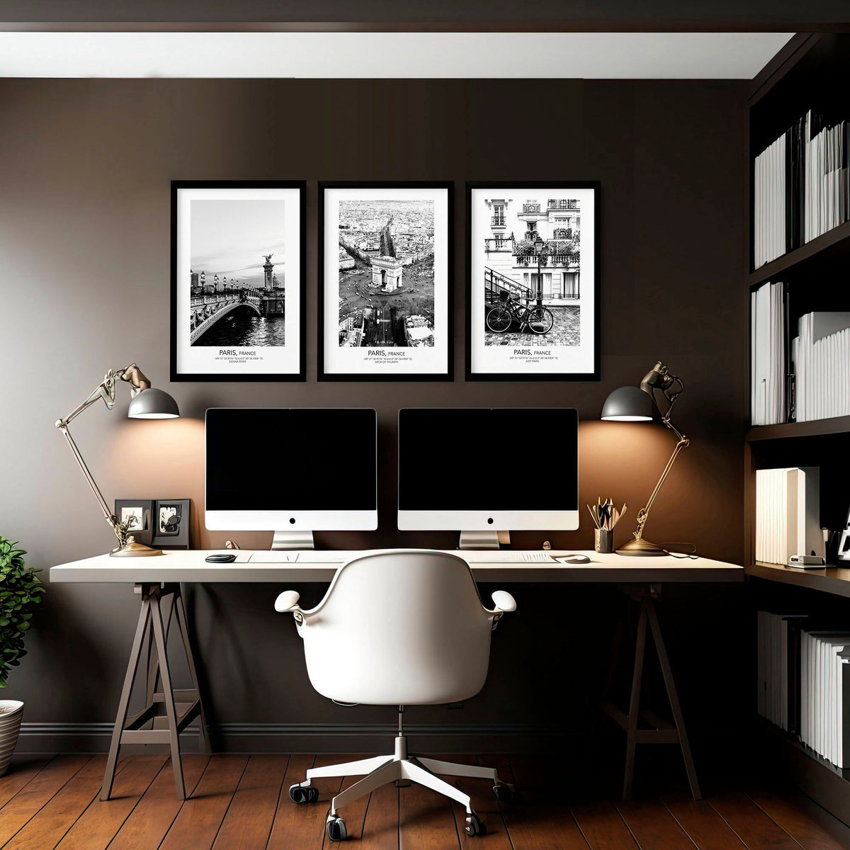 Paris Poster Vintage Set of 3 | Framed Wall Art Prints
