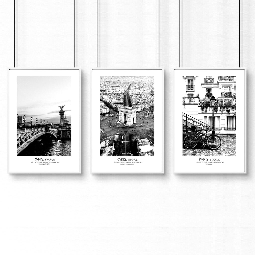 Paris Poster Vintage Set of 3 | Framed Wall Art Prints