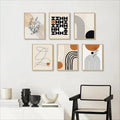6pcs Boho Abstract Wall Art Prints – Modern Geometric Set