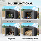 Outsunny 8 x 6 ft Outdoor Garden Storage Shed, Waterproof Bike Tent with Roll-Up Zipper Door, Dark Grey