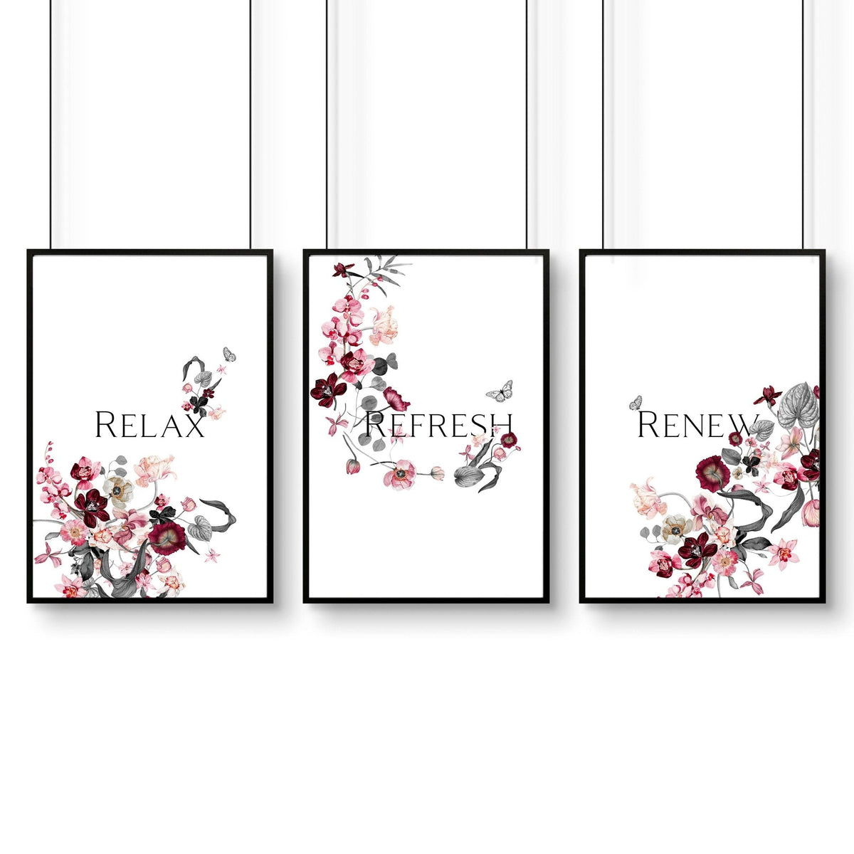 Bathroom Pictures Set of 3 | Framed Wall Art Prints