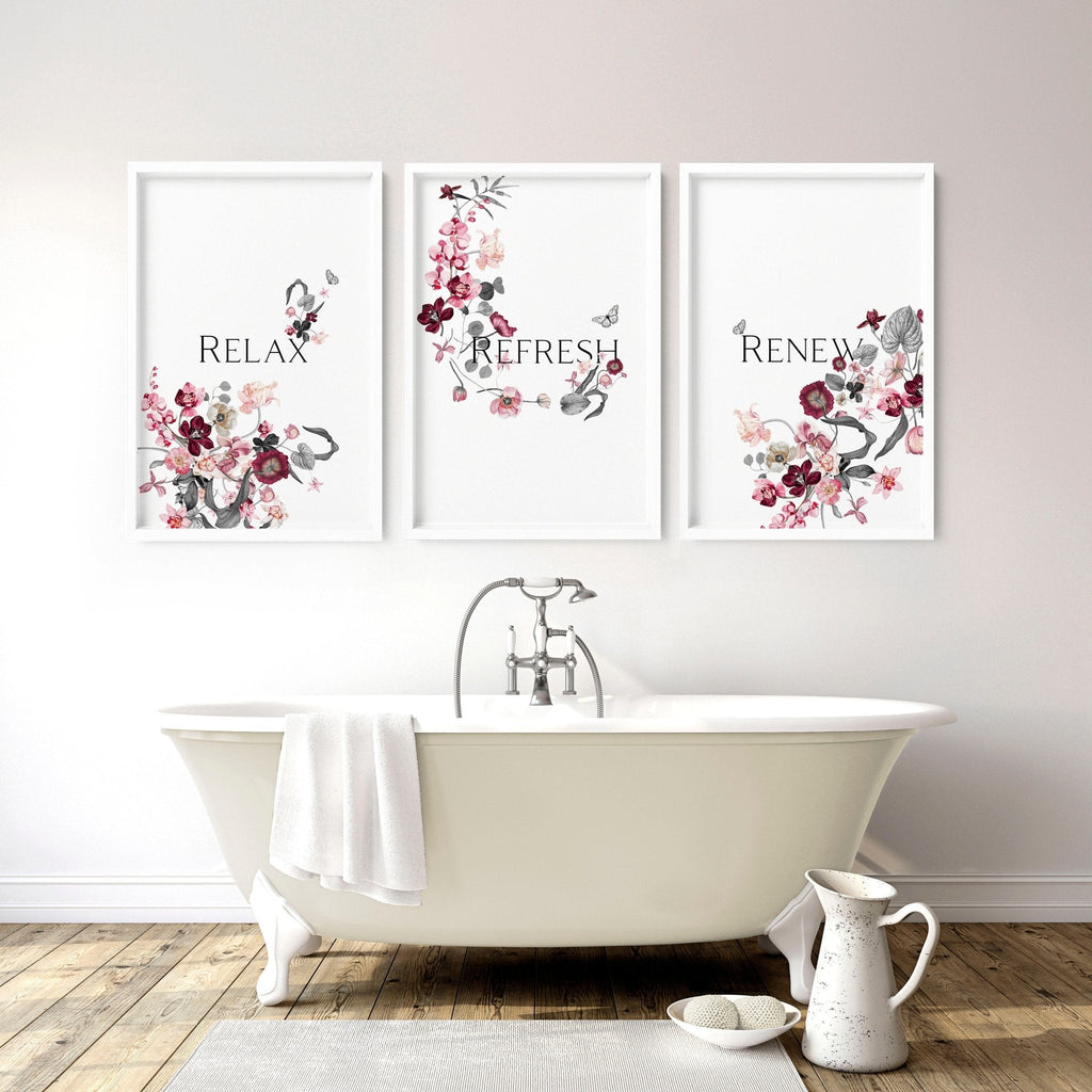 Bathroom Pictures Set of 3 | Framed Wall Art Prints