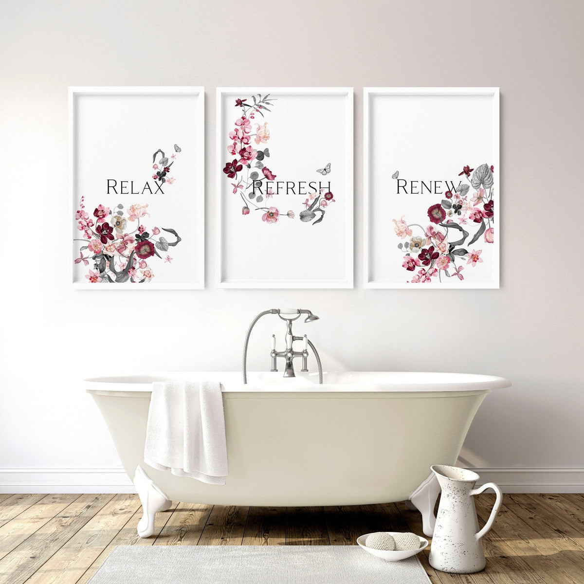 Bathroom Pictures Set of 3 | Framed Wall Art Prints