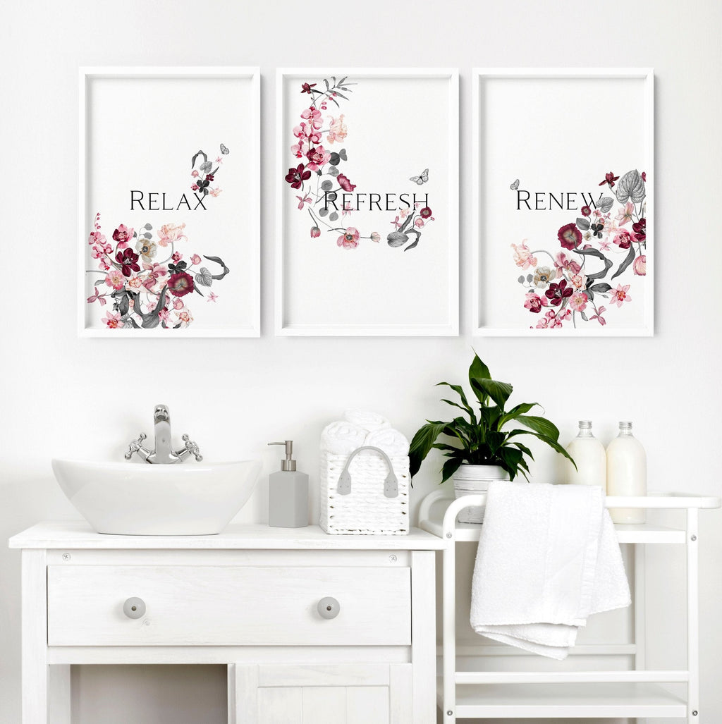 Bathroom Pictures Set of 3 | Framed Wall Art Prints