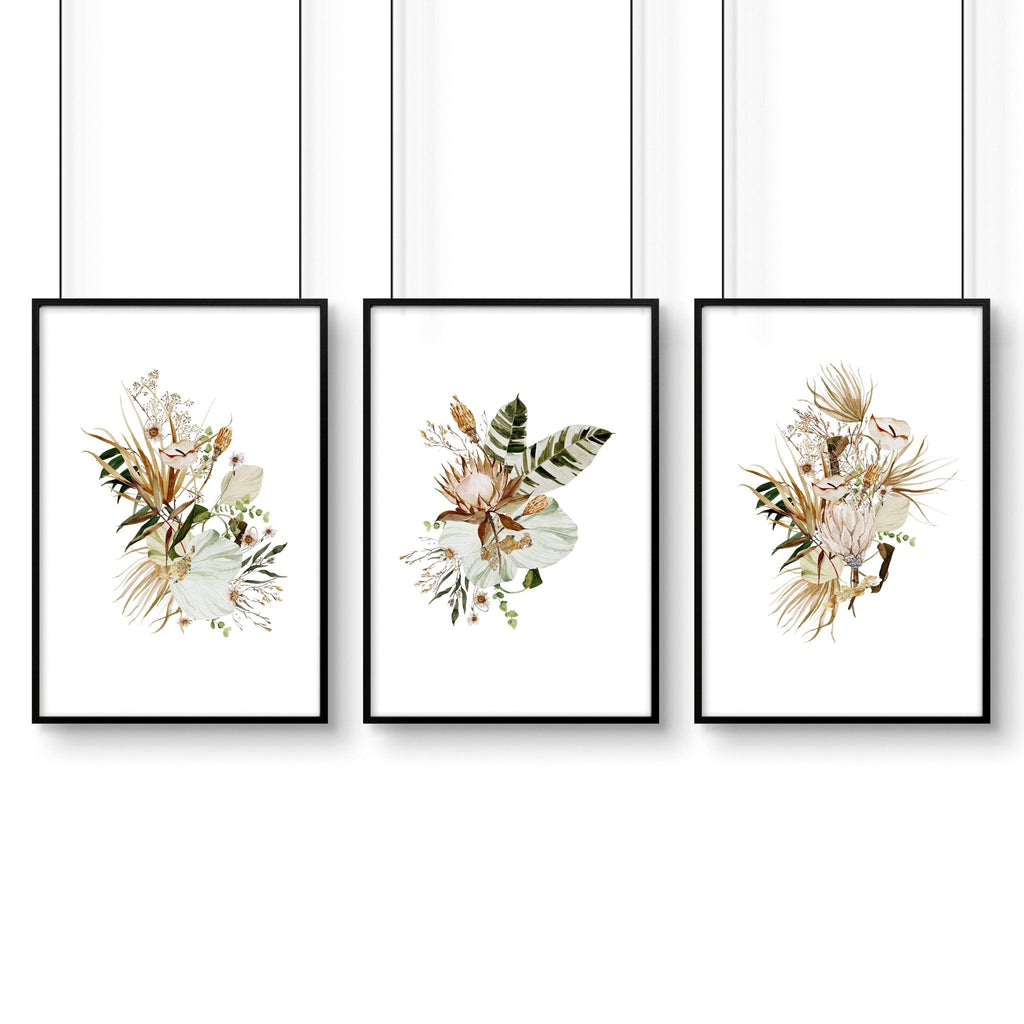 Bohemian wall art decor | Set of 3 framed wall art prints