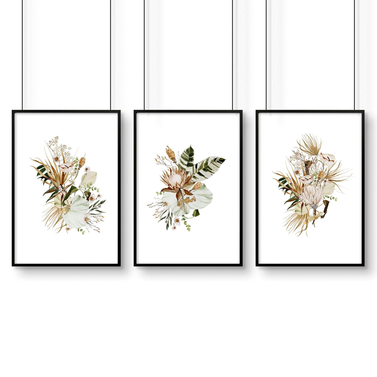 Bohemian wall art decor | Set of 3 framed wall art prints