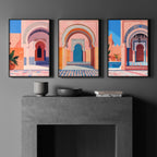 Wall Art For Living Room Framed | Set of 3 Moroccan Inspired Wall art Prints